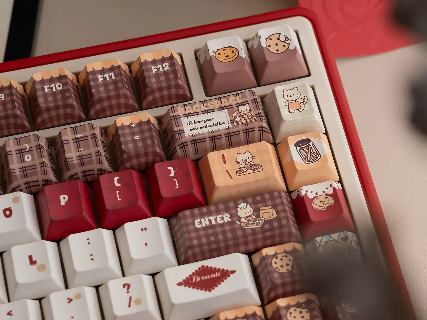 #0293 Baking Cat Cherry Profile Red Chocolate Keycap Designed By URE