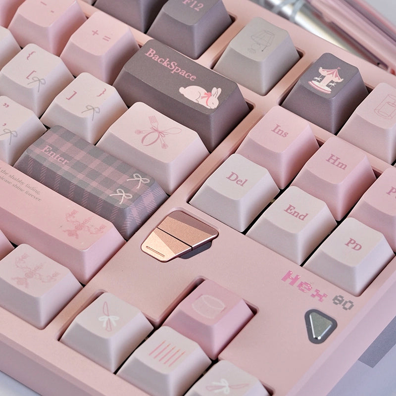 #0244 Gentle World Gray Pink Keycap Cherry Profile（not including keyboard）