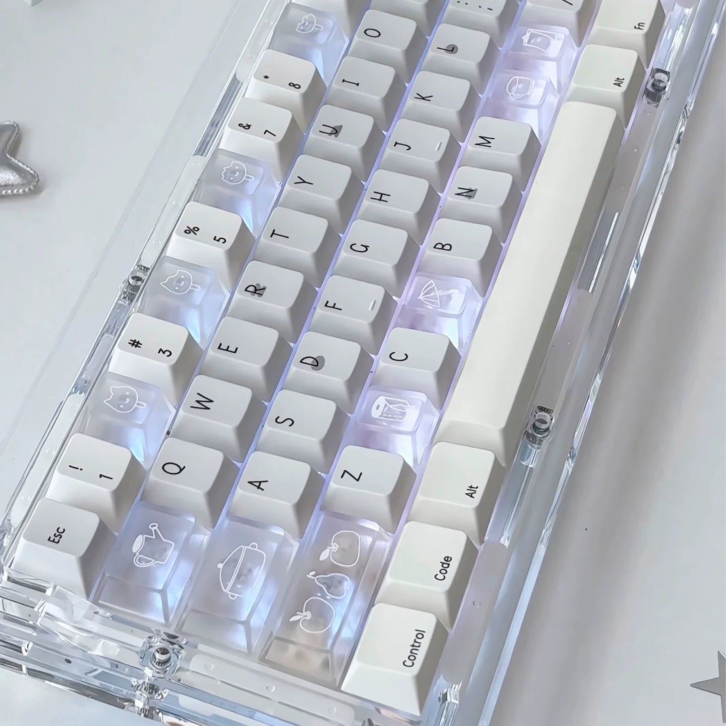 #0280 Cream Sticky Notes Simple and Milk White Pale Gray Keycap Cherry Profile