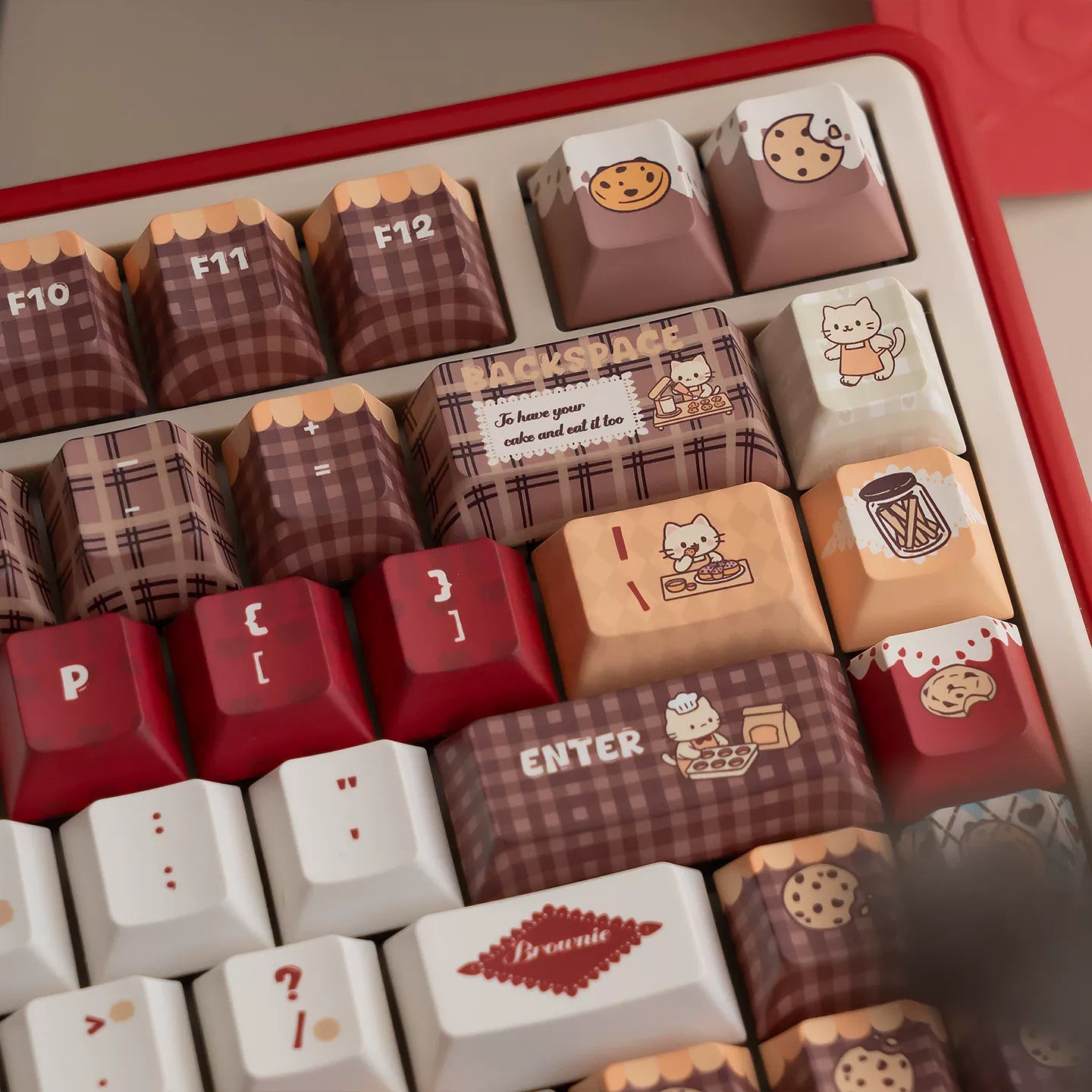 #0293 Baking Cat Cherry Profile Red Chocolate Keycap Designed By URE