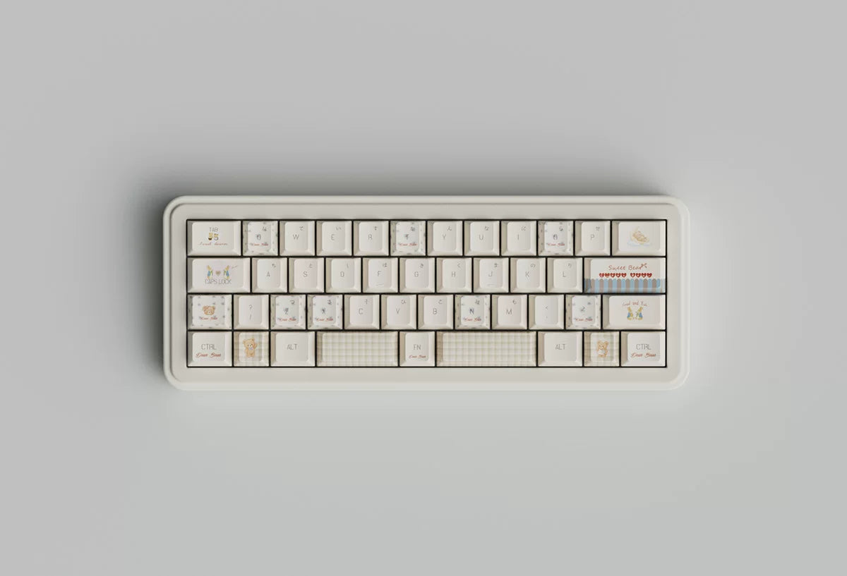 #0283 Milk Coffee Bear Cream Letter Tea Party Keycap Cherry Profile Designed By COLA