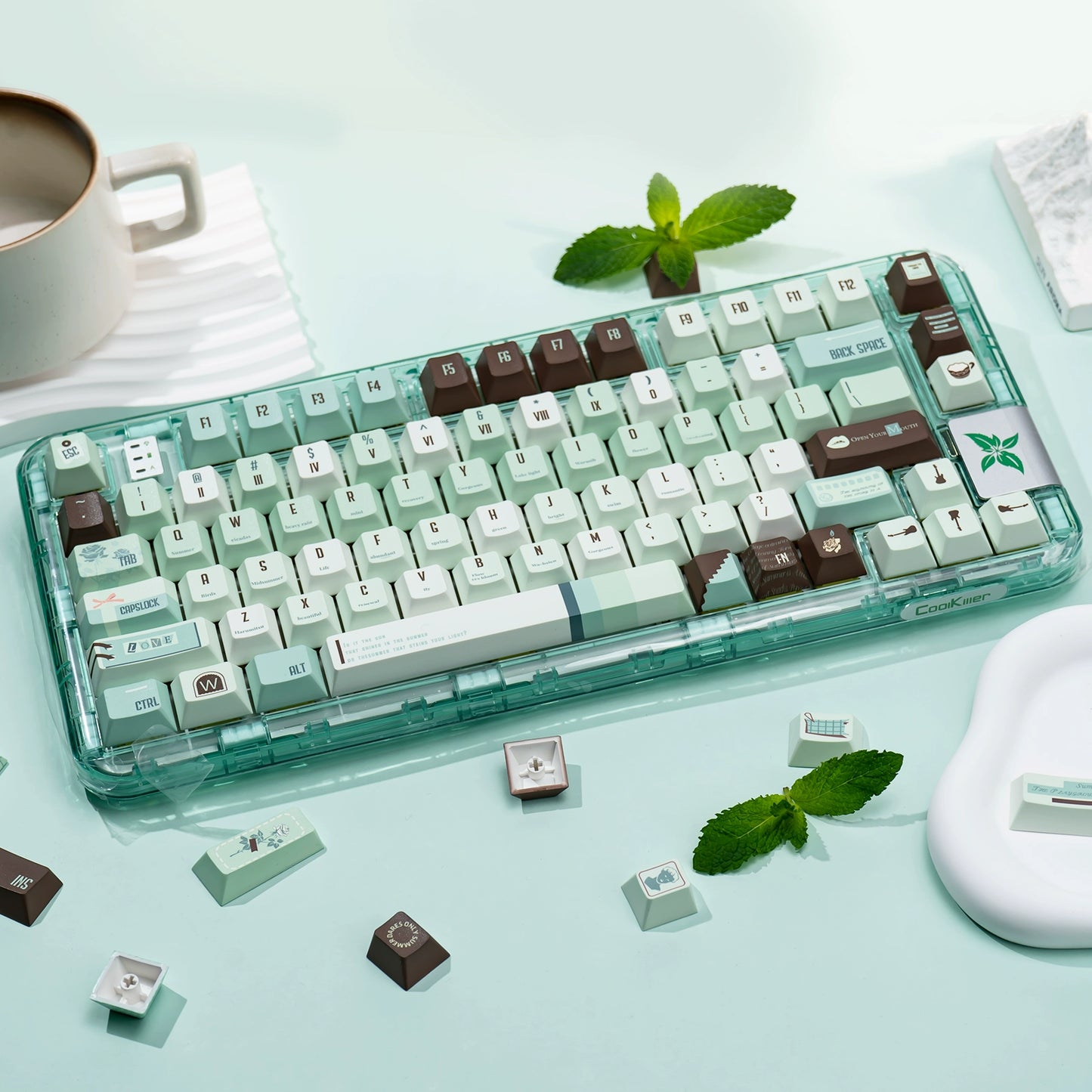 #0241 Mint Chocolate Mambo Keycap Green Brown Keycap Cherry Profile (not including keyboard)