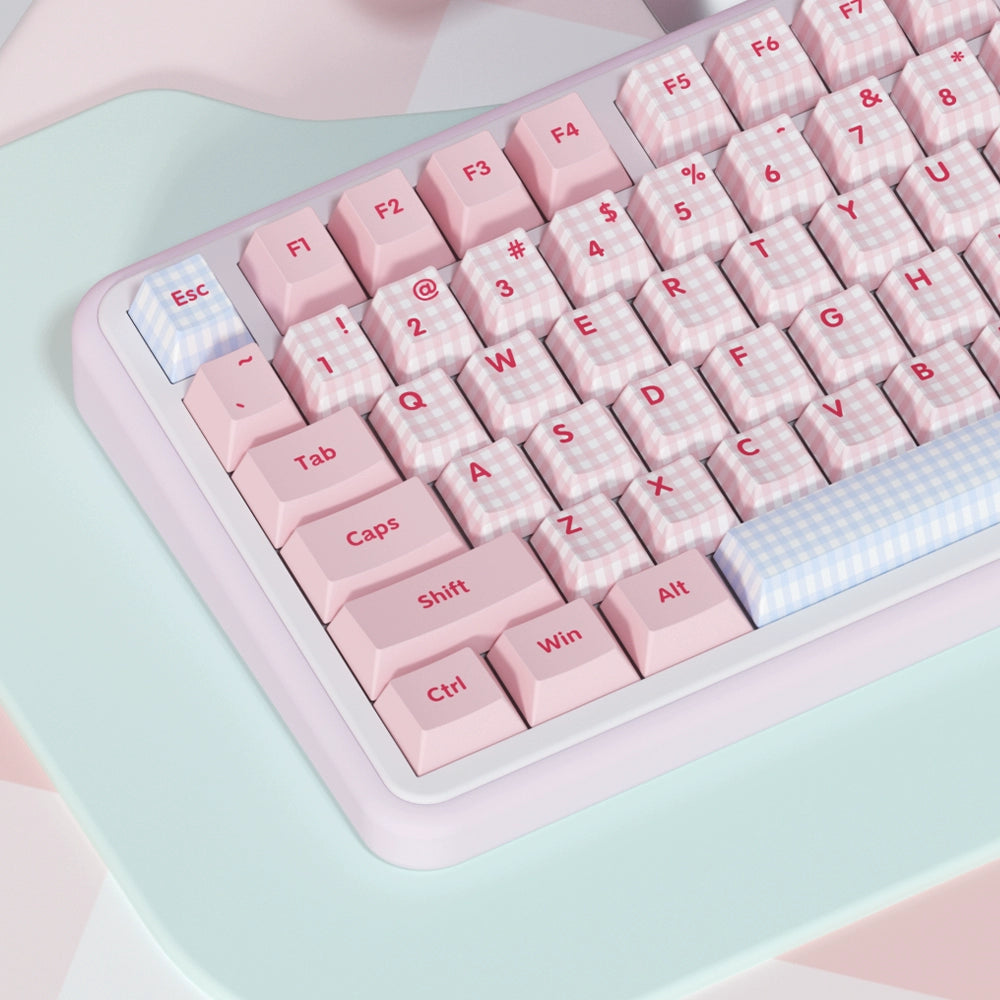 086 Blue and Pink Plaid Japanese Double-spell Keycaps 138-keys