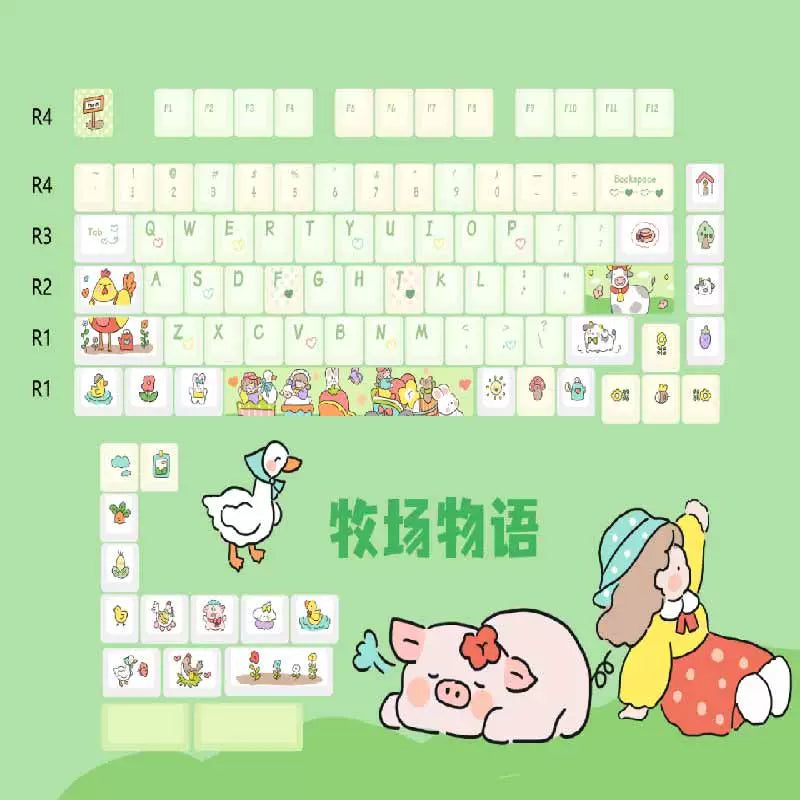 104 Meow Donalds Cute Pastel Keycaps