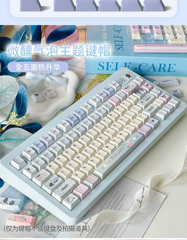 120 Slightly Drunk Bubbles Cute Pink Blue Girl Keycap New Cherry Profile 129-keys