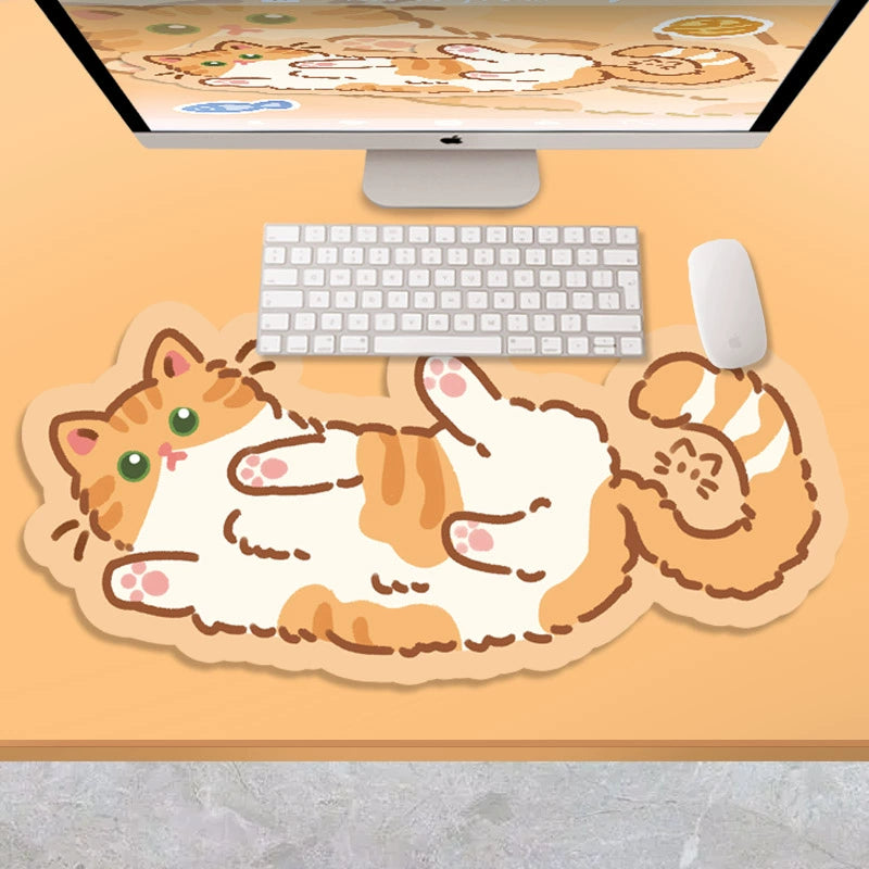 Kitty Cat Shaped Large Soft Mousepad Table Mat Kawaii Cute Cartoon Unique Girl Computer Desk Mat Keyboard Pad