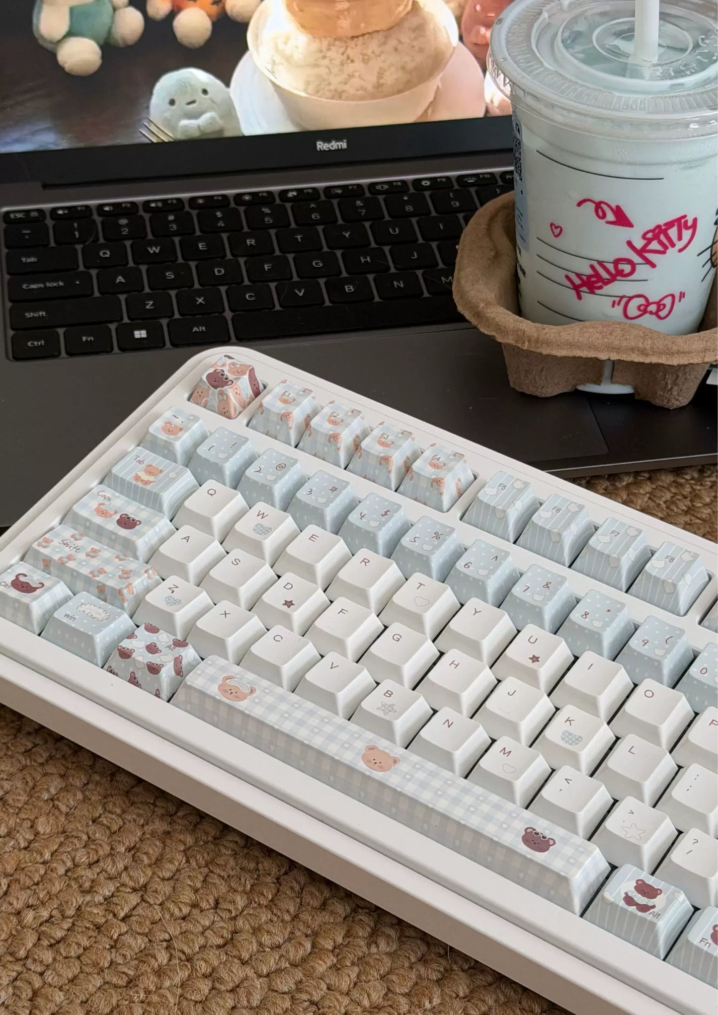 #0279 Light Blue Cream Bear Keycap cherry Profile Designed By LilyX Labs