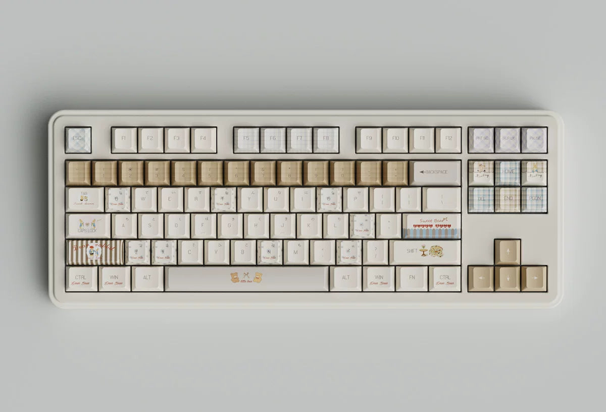 #0283 Milk Coffee Bear Cream Letter Tea Party Keycap Cherry Profile Designed By COLA