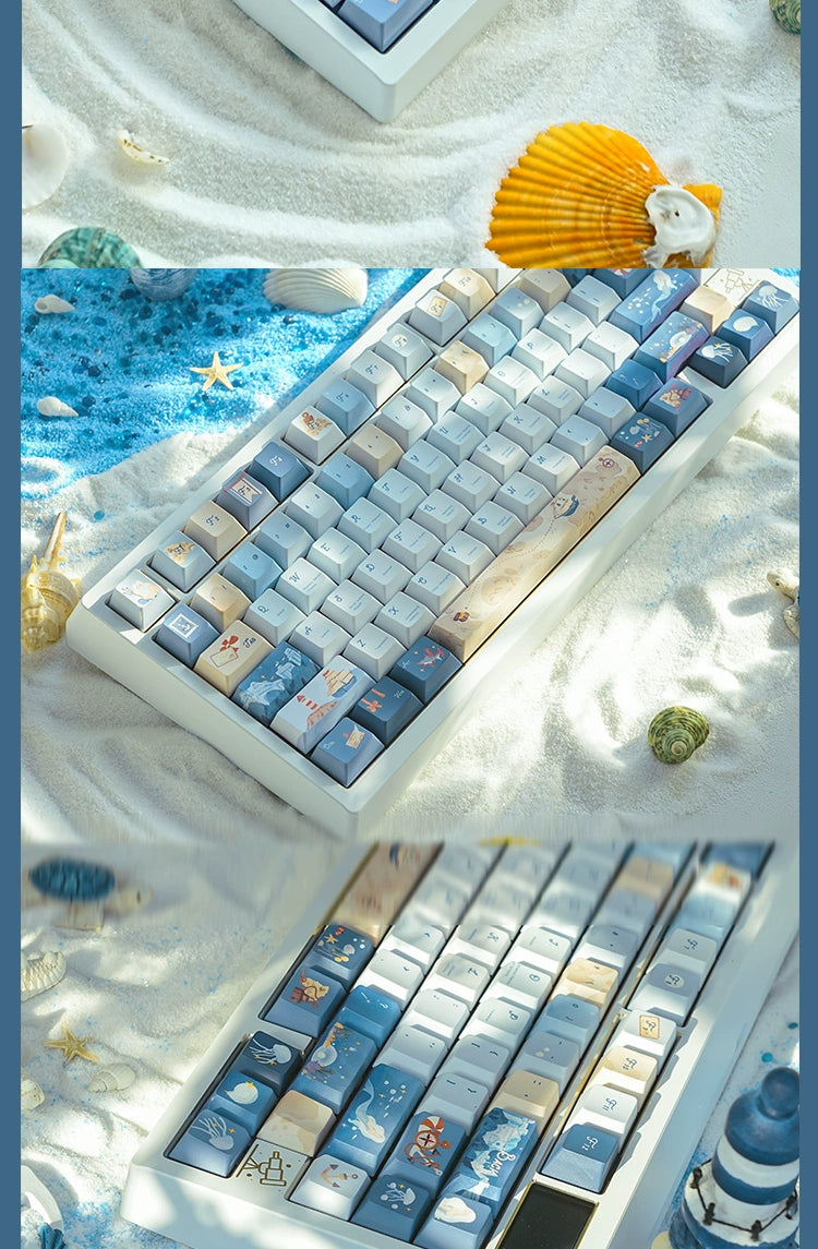 085 Nautical Chart Blue Retro Ocean Theme 138-keys Keycap