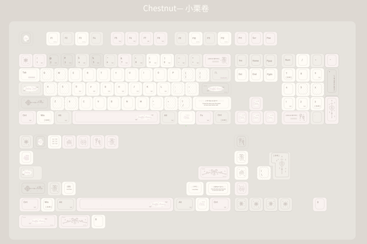 #0235 Chestnut Roll Cute Pale Pink Brown Keycap Cherry Profile Designed By DokiLab（not including keyboard）