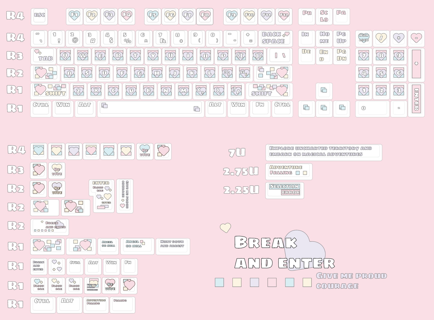 Pastel Pink White Heartbeat Signal Cherry Profile Keycaps Designed By Mocoo Studio