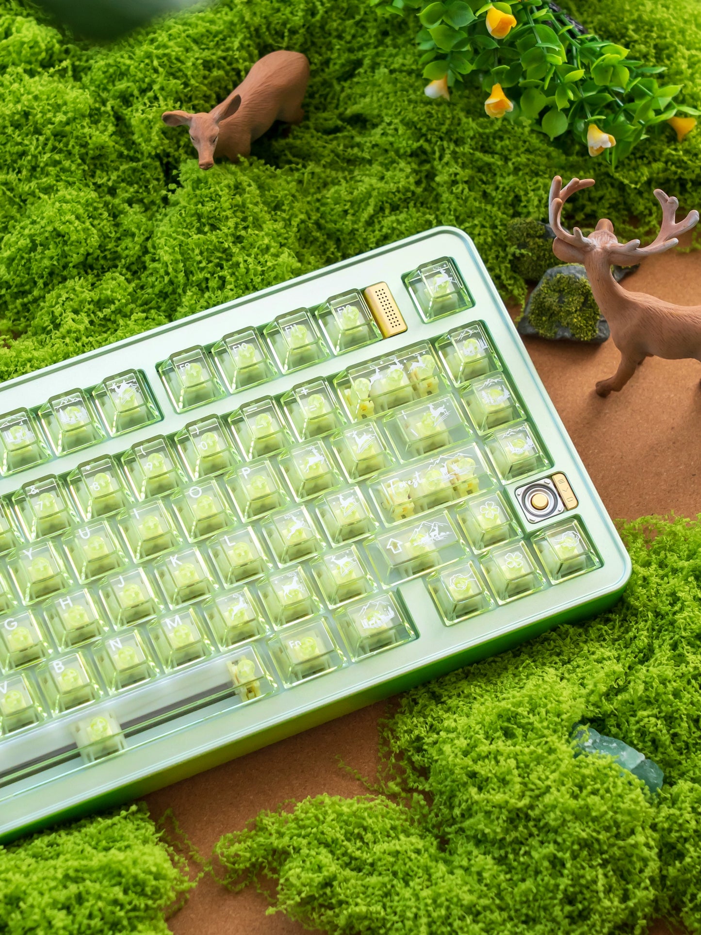 #0216 Fresh Green Dearwood Whisper Keycap Set Cherry Profile PBT146+PC115  （not including keyboard）