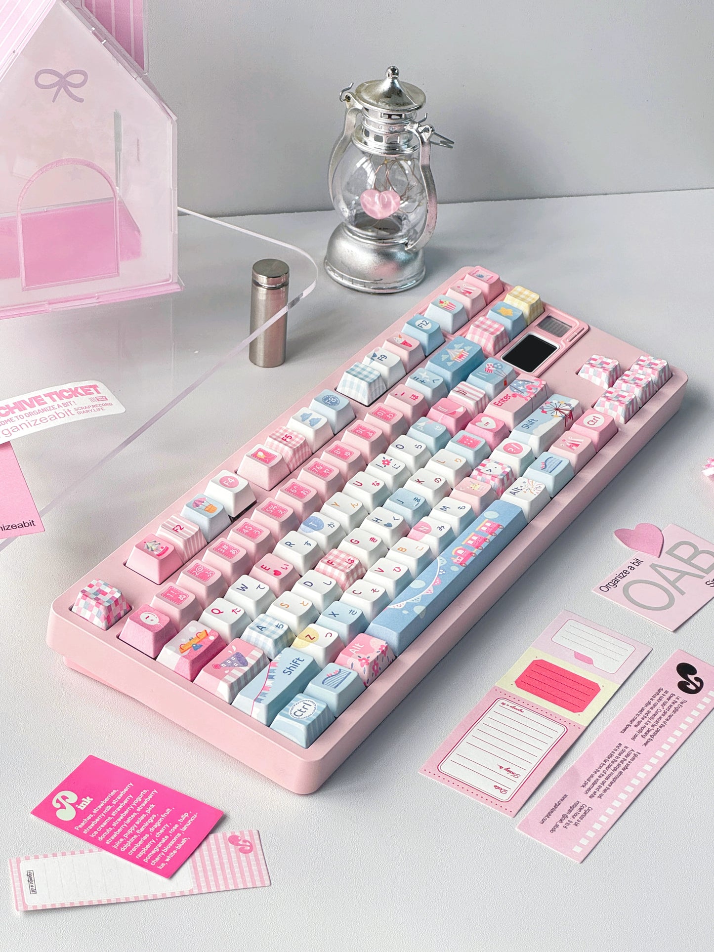 #0219 Amusement Park Cute Pink and Blue Keycaps (not Including Keyboard)