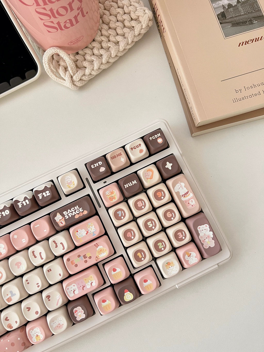 011 Bunny & Bear Milk Tea Store MOA Profile Pink Brown Customized Keycap Set