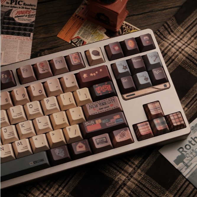 111 MoCoo American Retro Brown Keycaps Simple Retro Cherry Profile