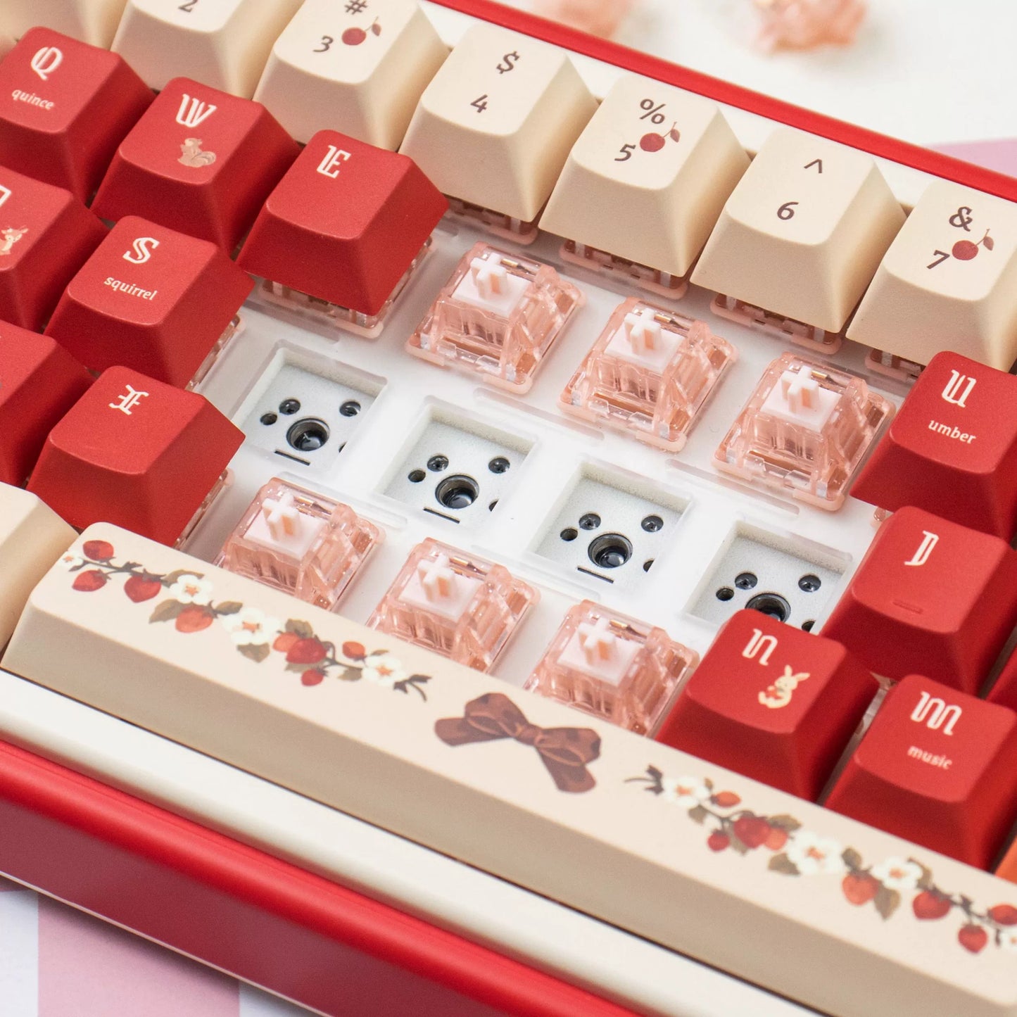 UR65 Blue/Pink/Red Mechanical Customized Keyboard (Tri-mode Gasket Hot Swap RGB Support QMK/VIA)