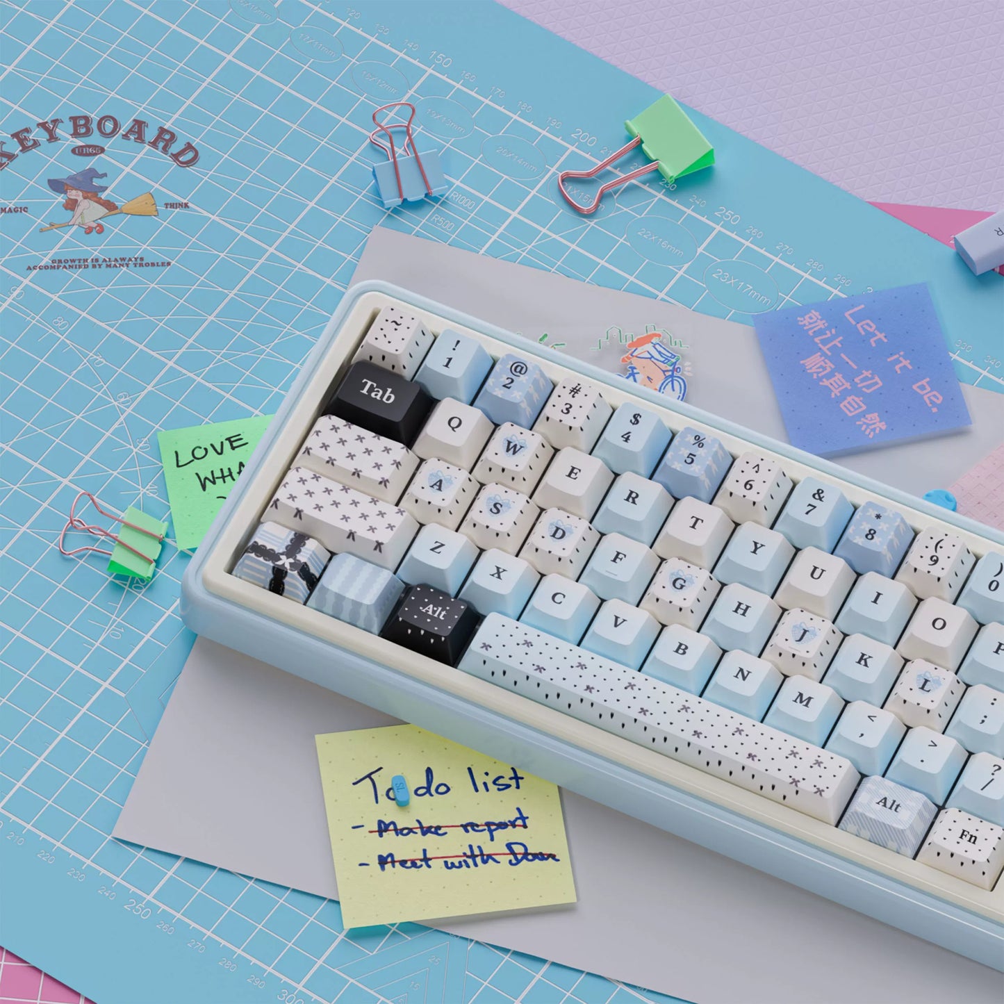 UR65 Blue/Pink/Red Mechanical Customized Keyboard (Tri-mode Gasket Hot Swap RGB Support QMK/VIA)