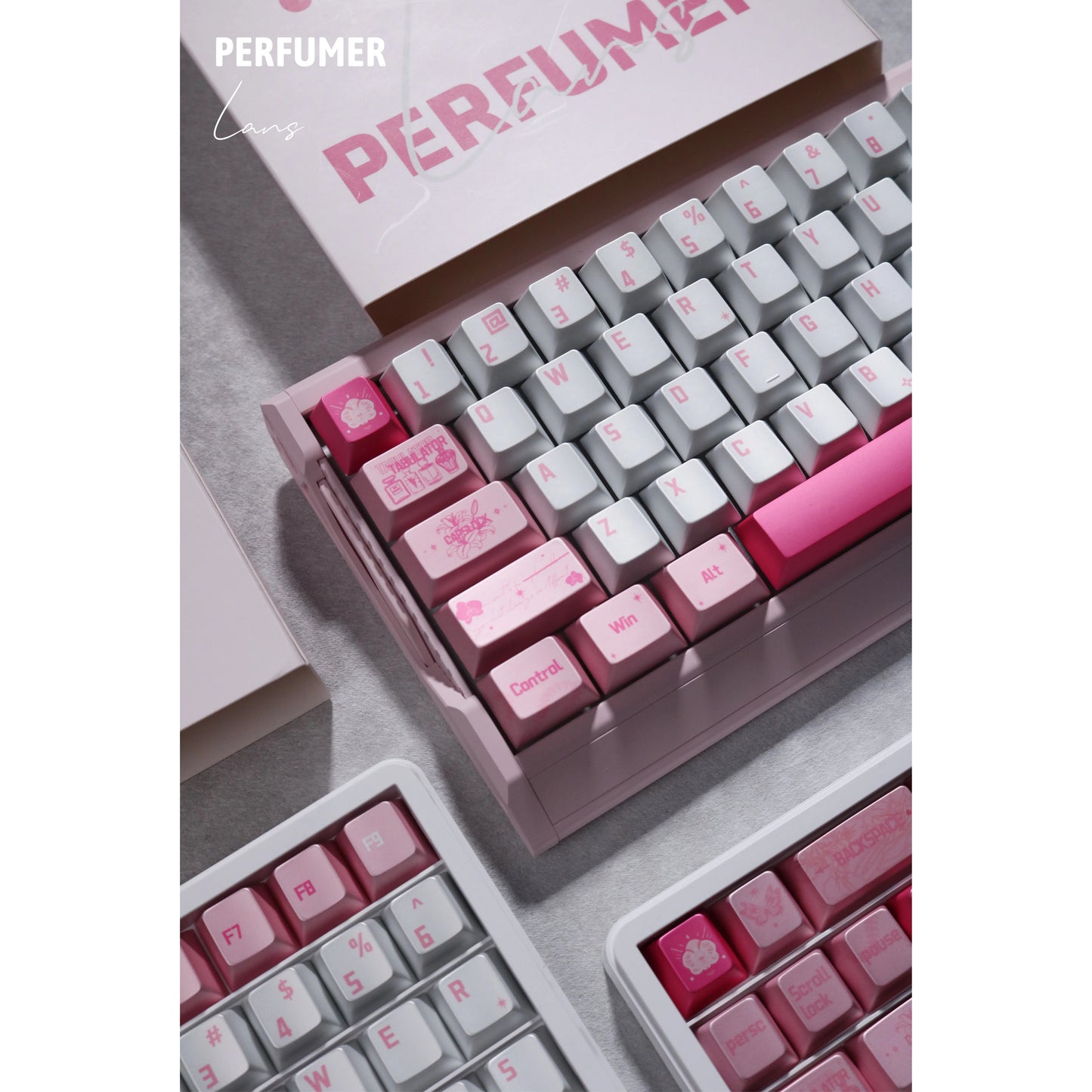 #0278 Pink Metallic Pearlescent Paint Perfumer Keycap + Fog Transparent PC Cherry Profile  Designed By Lans