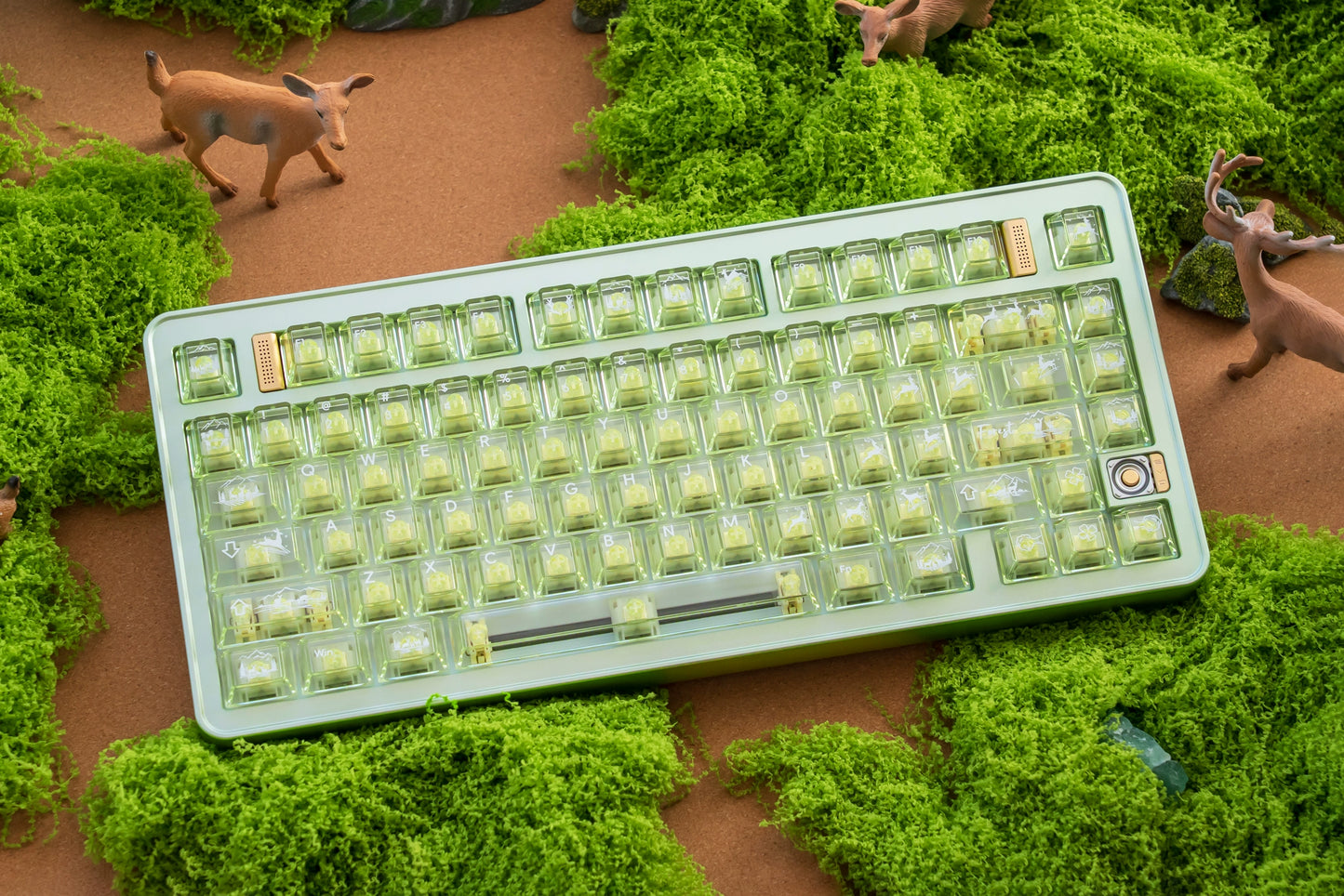 #0216 Fresh Green Dearwood Whisper Keycap Set Cherry Profile PBT146+PC115  （not including keyboard）