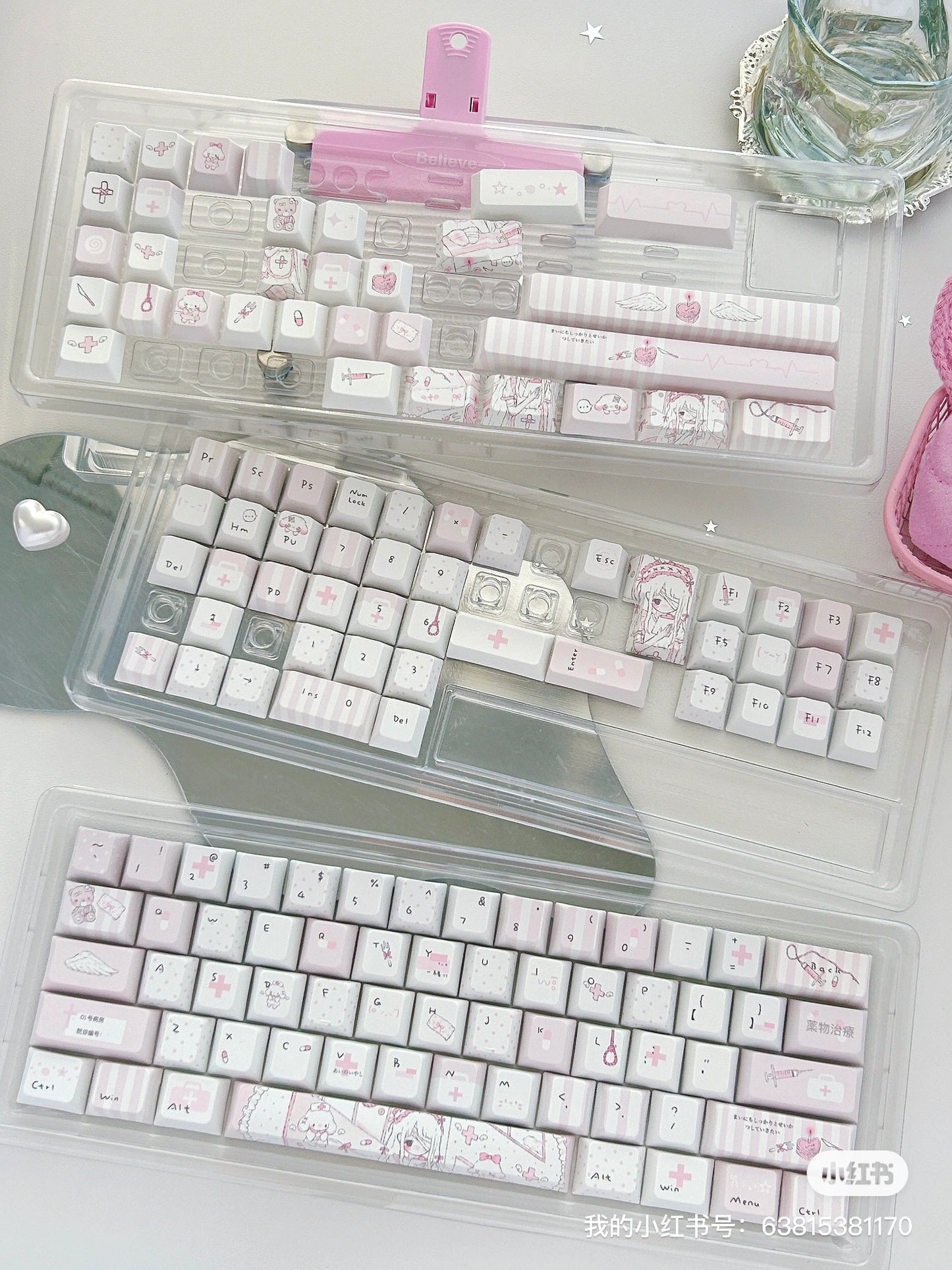 #0286 1 Angel Treatment Room Cold White Light Pink Keycap Cherry Profile
