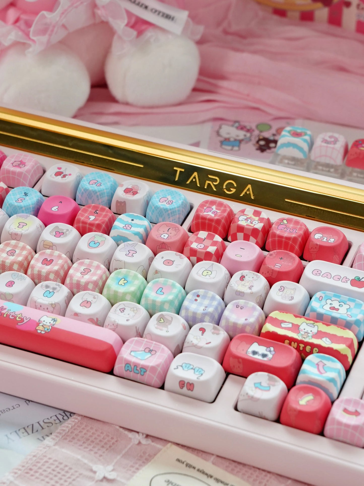#0232 Kitty Keycap Hellokitty Fan Cute Pink Keycap Moa/cherry Profile (not Including Keyboard)