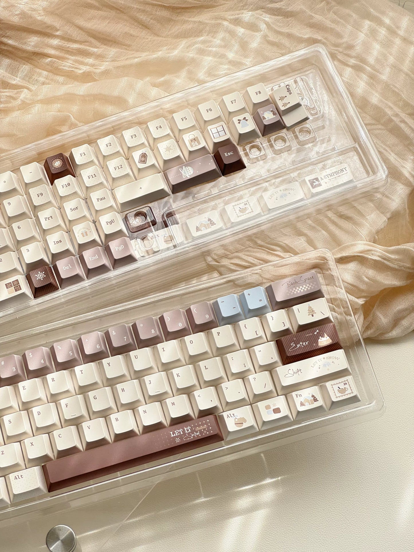 #0275 Snow Chestnut House Blue Coffee Light Saturated Colors Keycap Cherry Profile Designed By MoCoo