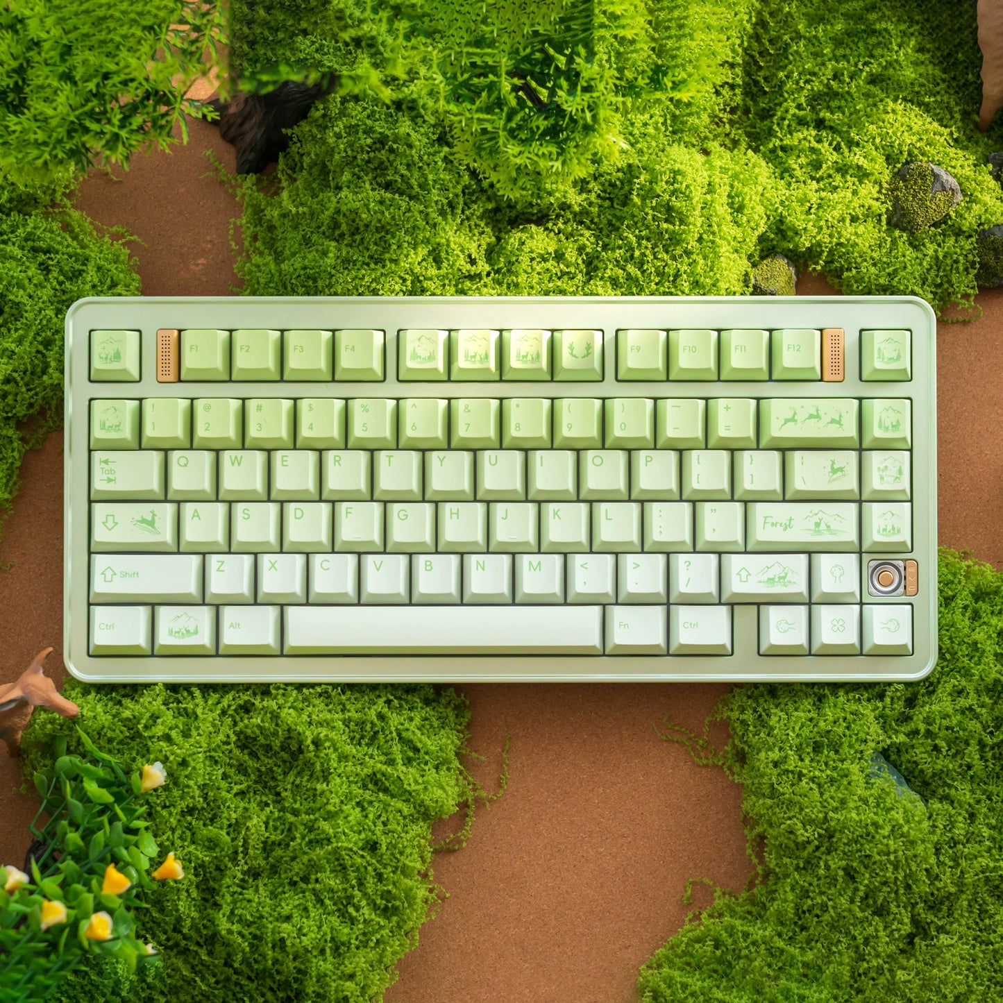 #0216 Fresh Green Dearwood Whisper Keycap Set Cherry Profile PBT146+PC115  （not including keyboard）
