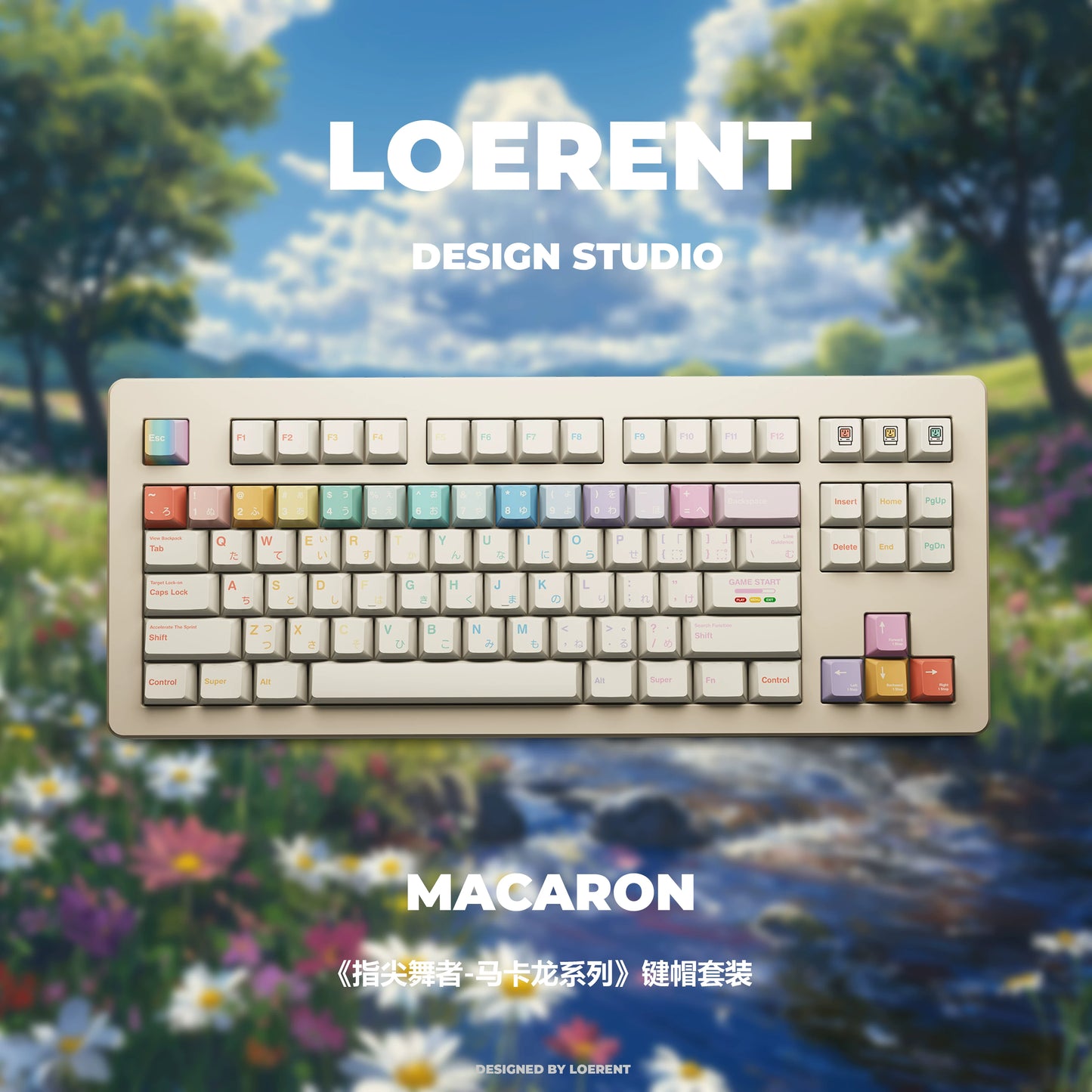 #0252 Loerent Fingertip Dancer - Macaron Color Scheme PBT Keycaps Cherry Profile (not Including Keyboard)