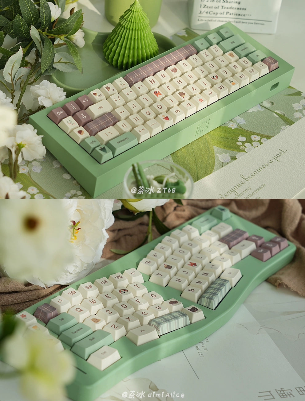 057 Forest Corner Mechanical Keyboard Cute Minimalist Keycap 143 Keys Cherry Profile Designed By Daydreamer