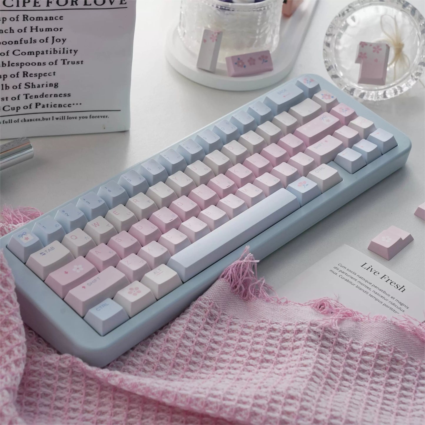 106 Love Air Pastel Pink Blue Keycap 143-key