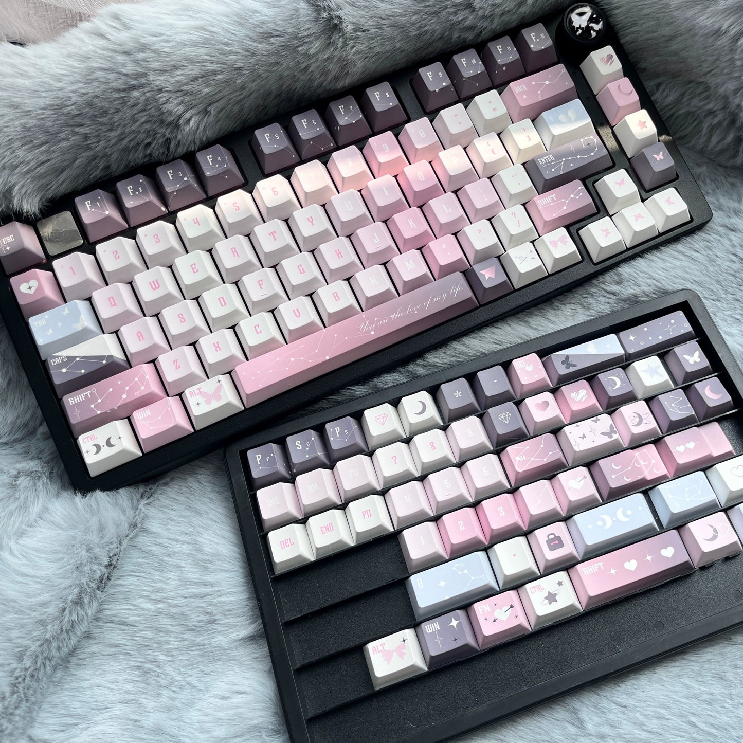 092 Star Fluctuation Gray Pink Gradual Change Advanced Sense Cherry Profile Keycap