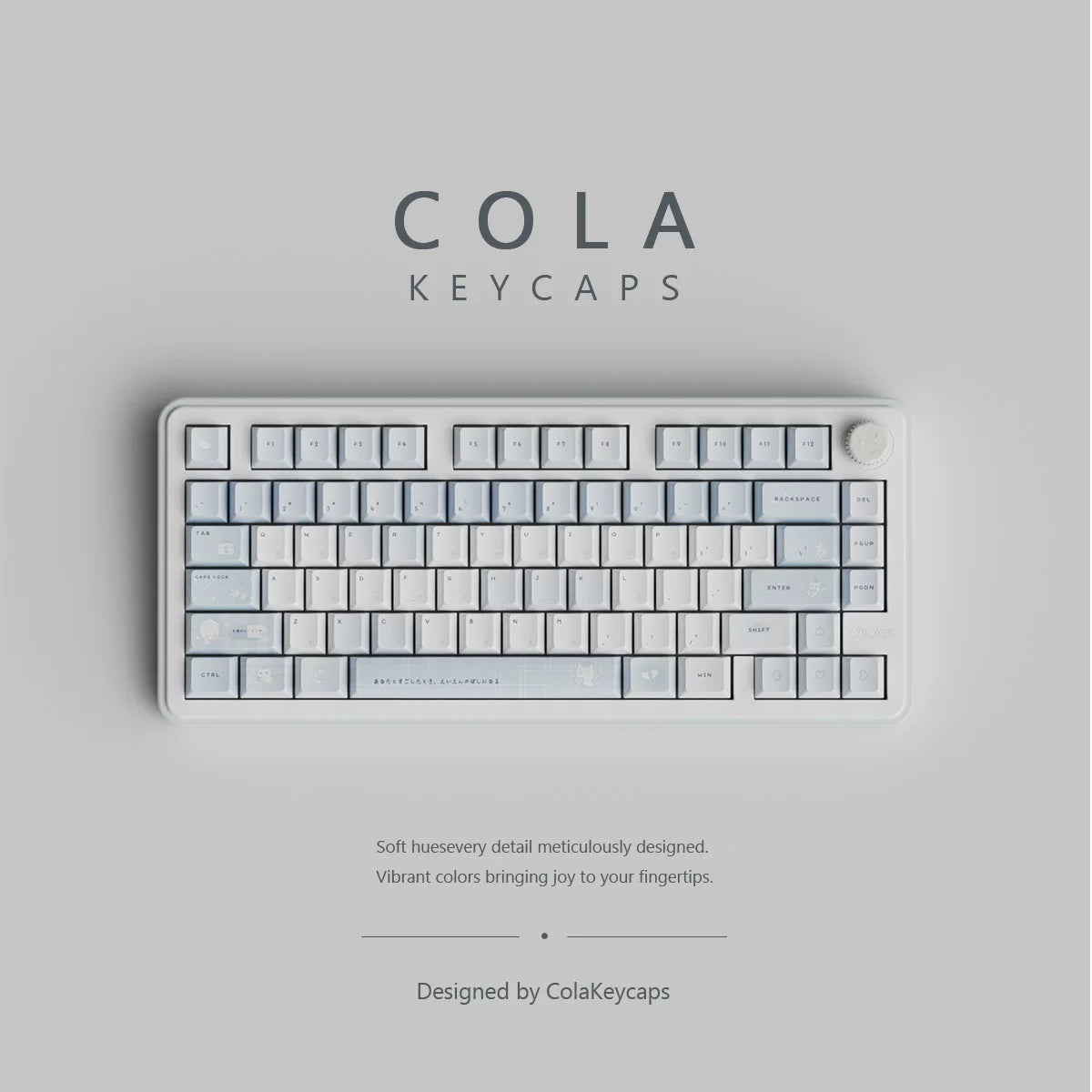 #0294 Aqua Angel Cat Cute Anime Keycap Set – Kawaii Medical Nurse Cat PBT Mechanical Keyboard Keycaps Cherry Profile Designed By Cola