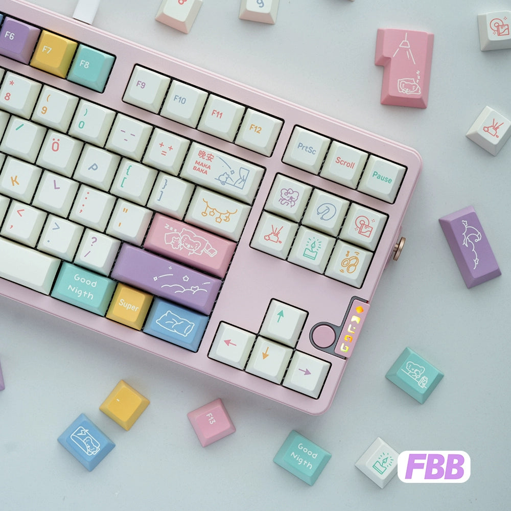 061 Good Night Pastel Pink Purple Fantasy Cherry Profile Keycaps Designed By FBB Studio