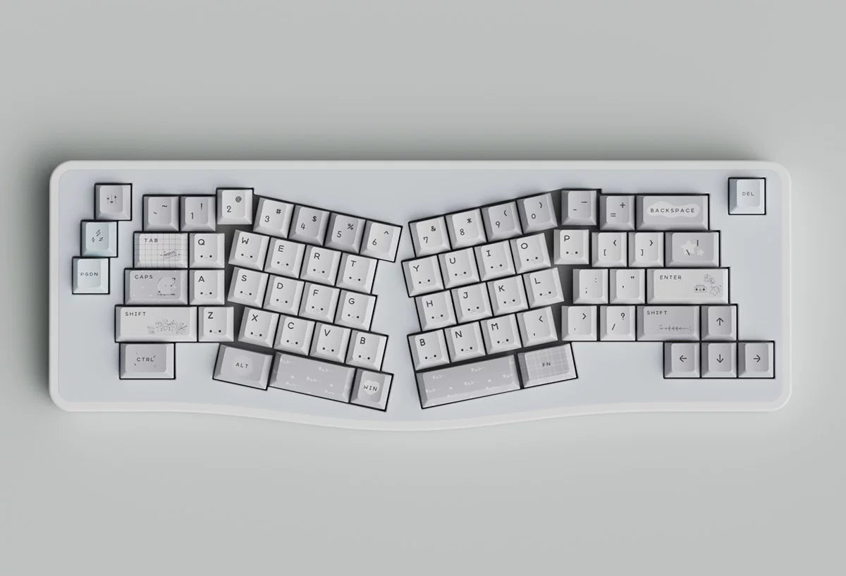 #0285 Gray Ins Kaomoji Cute Minimalist Keycap Cherry Profile Designed By Colakeycaps