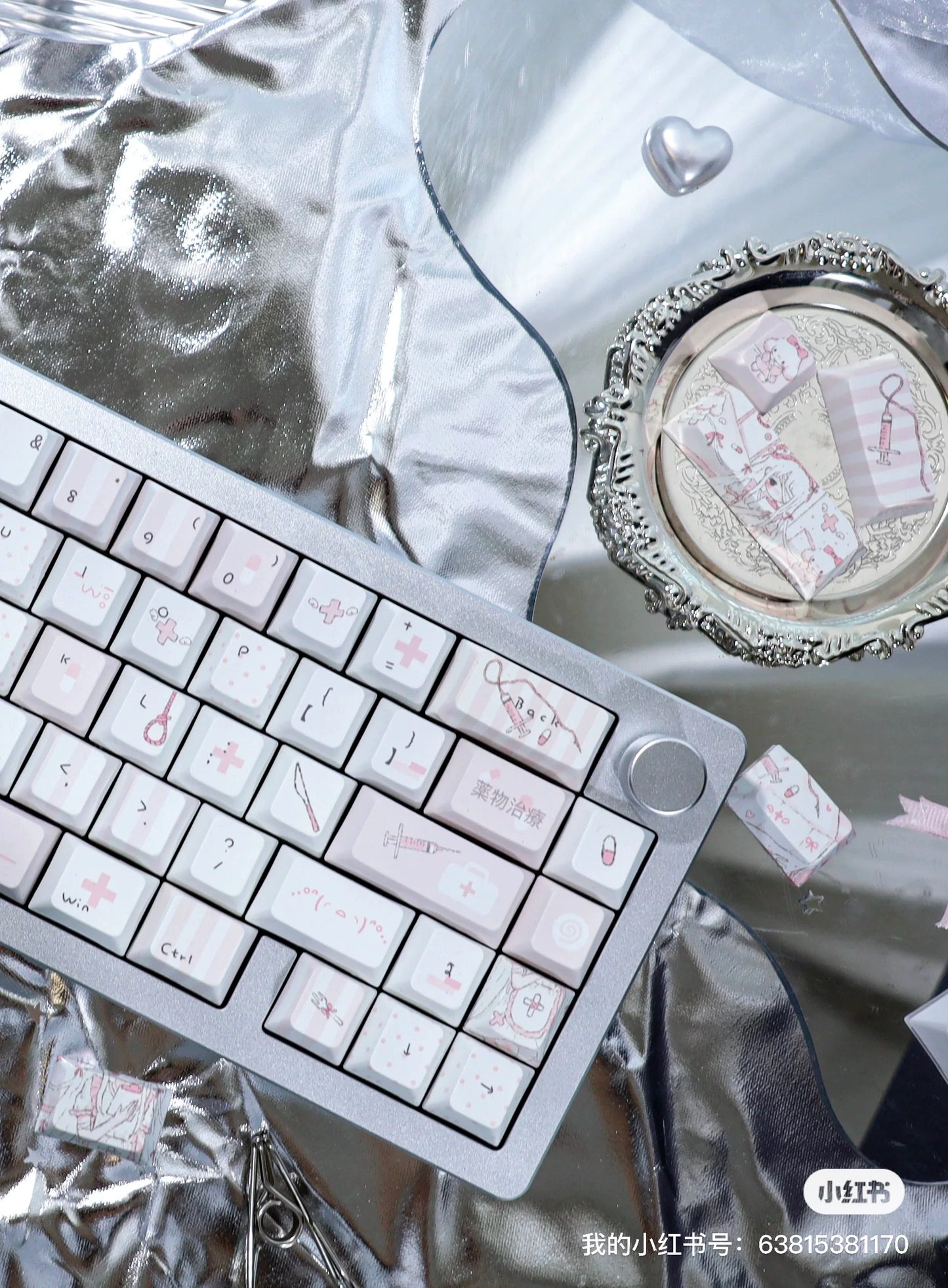#0286 1 Angel Treatment Room Cold White Light Pink Keycap Cherry Profile
