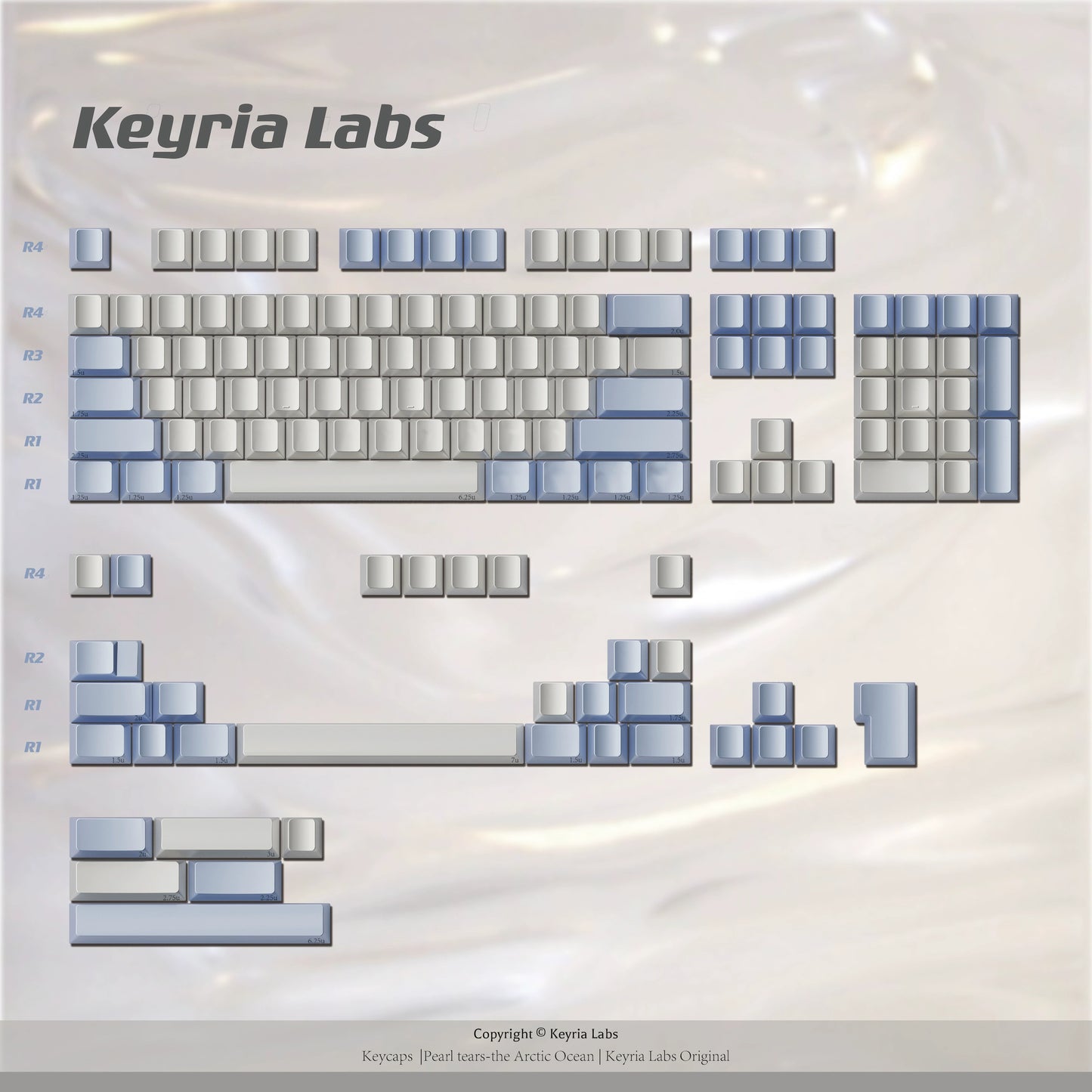 Silver Pearl Tears Cherry Profile Keycaps Keyria Labs Design