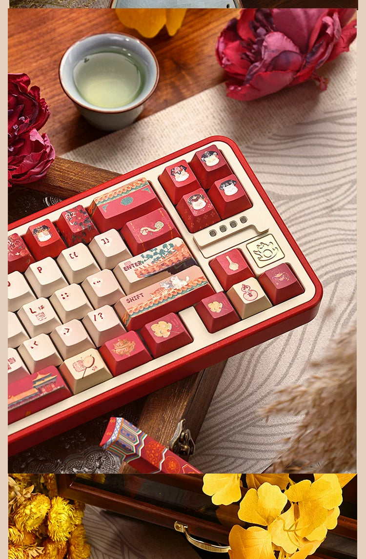 #0268 Red Forbidden City Cat Keycap Cherry/FOA Profile (not Including Keyboard)