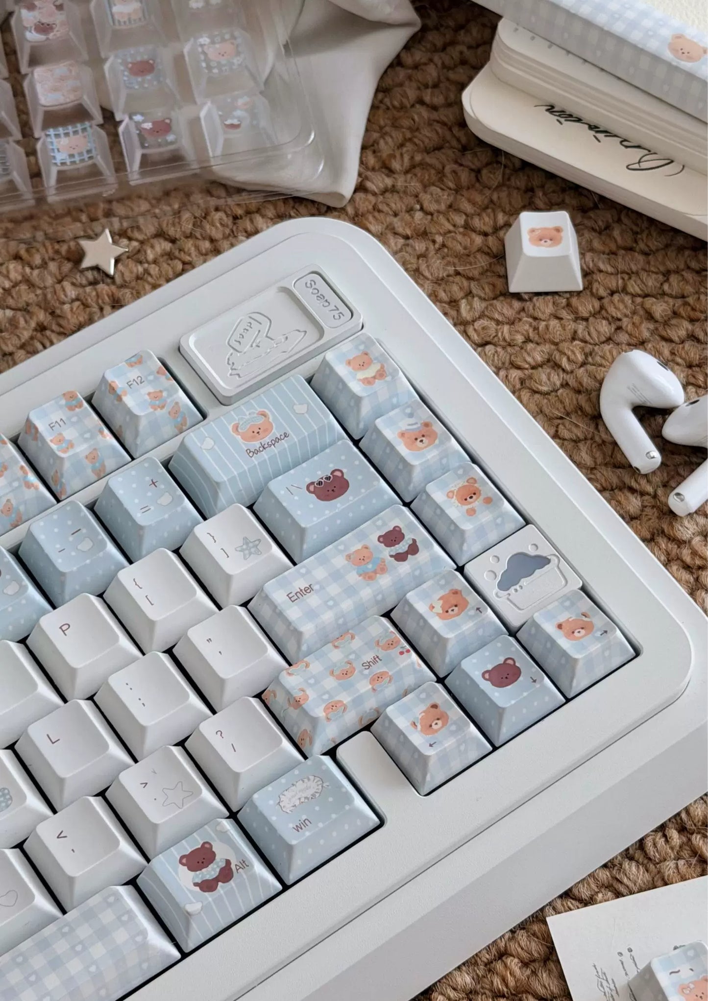 #0279 Light Blue Cream Bear Keycap cherry Profile Designed By LilyX Labs