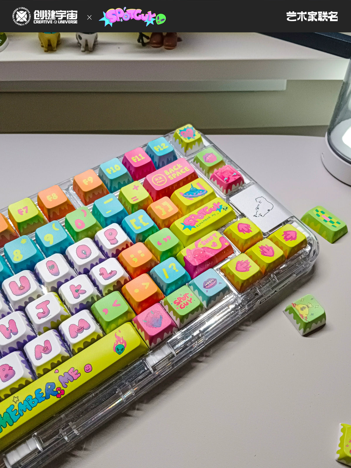 Fluorescent Keycaps Avant-garde street art style with fluorescent color palette Creative ...
