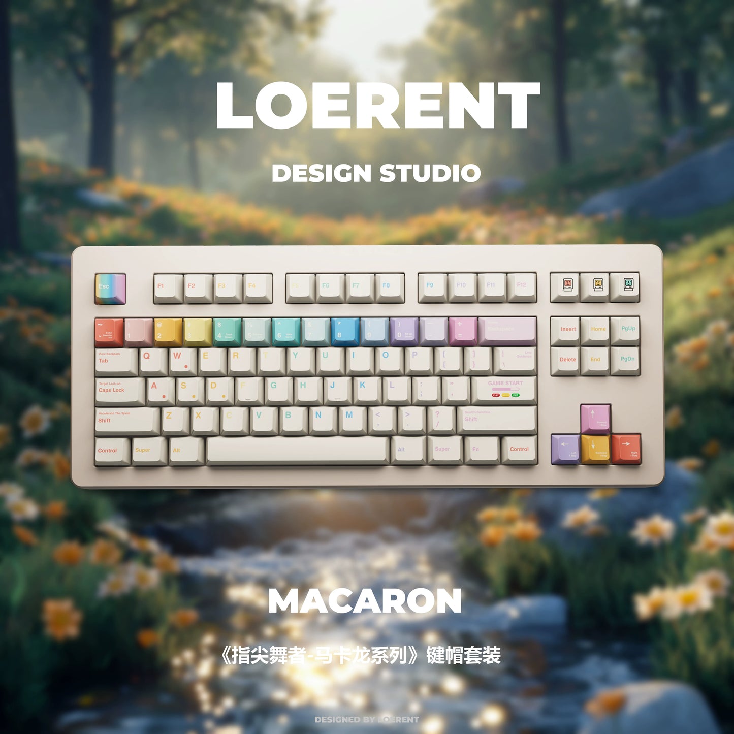 #0252 Loerent Fingertip Dancer - Macaron Color Scheme PBT Keycaps Cherry Profile (not Including Keyboard)