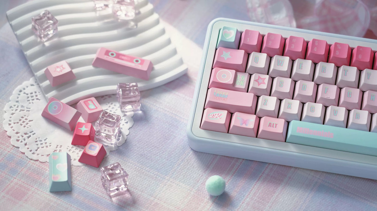 095 Millennial Girl Y2k Style Pink and Blue Keycaps Cherry Profile