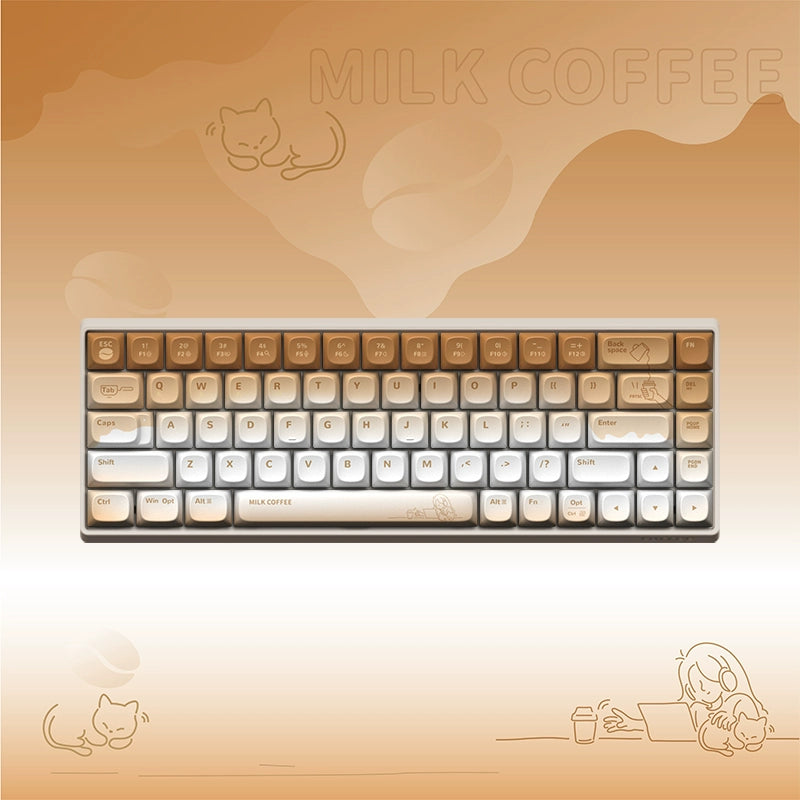 Creamy Thock Lofree milk coffee three-mode wireless Bluetooth mechanical keyboard, cute girl high-value keyboard