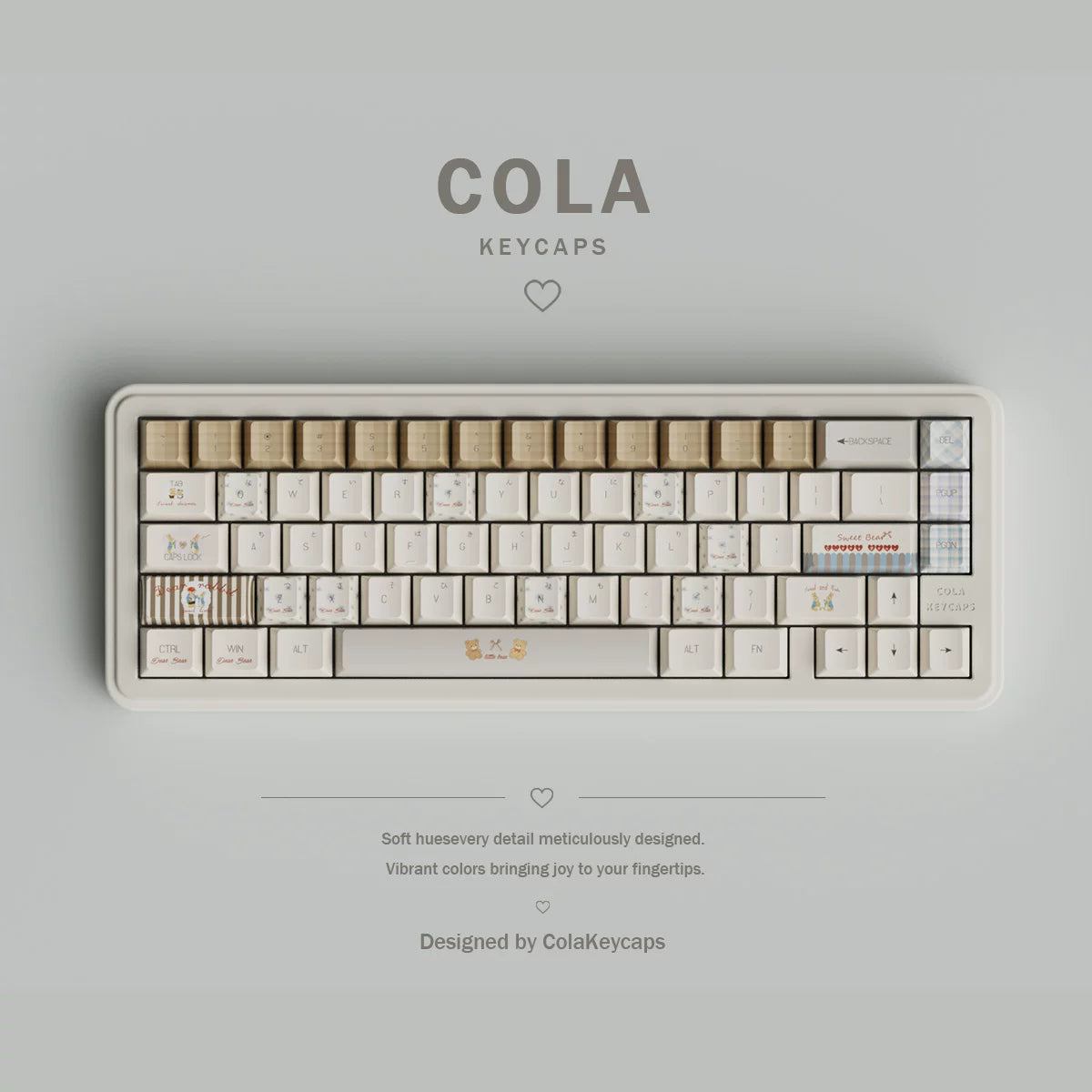 #0283 Milk Coffee Bear Cream Letter Tea Party Keycap Cherry Profile Designed By COLA