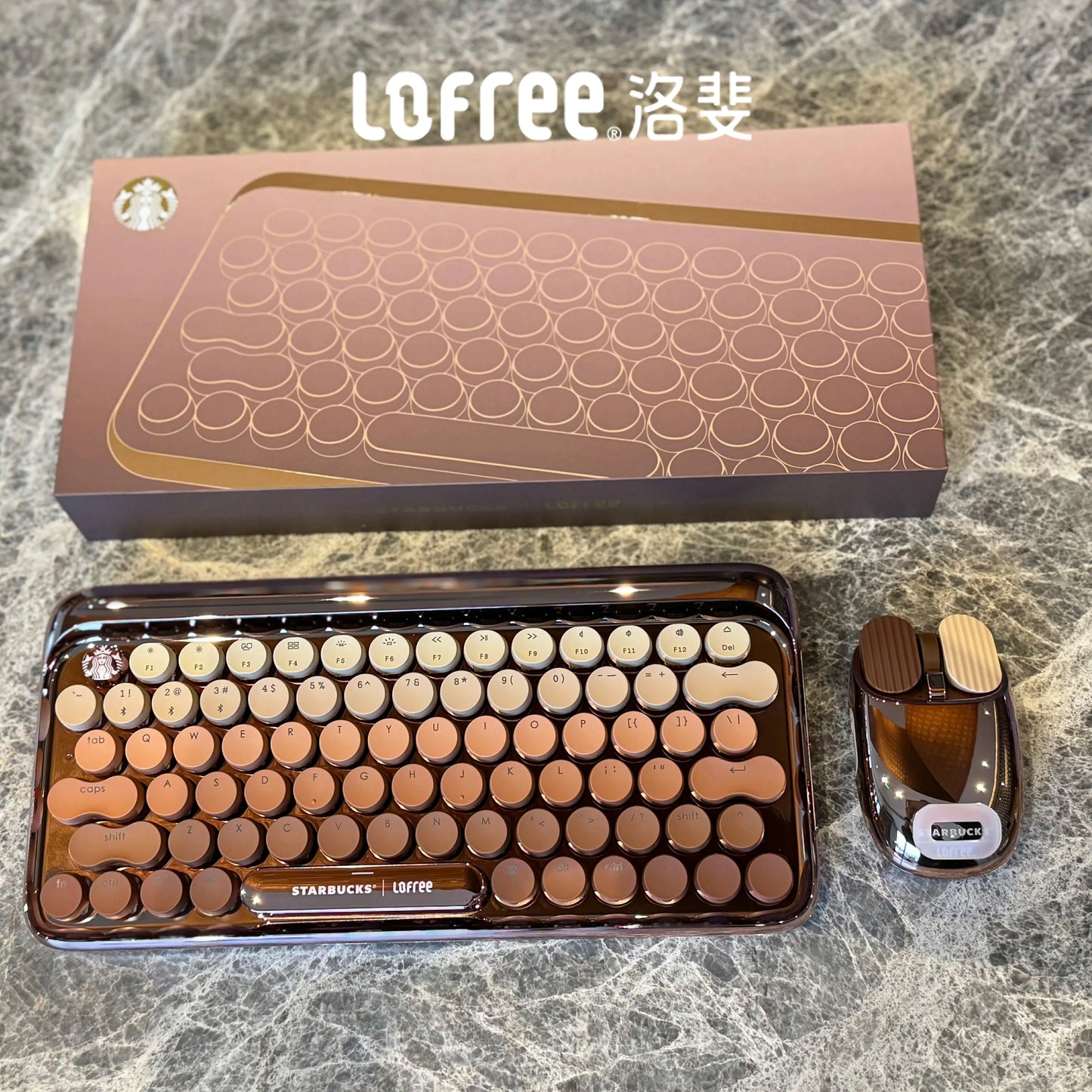 Lofree DOT Coffee Theme Mechanical Keyboard Set For Windows/Mac Tablet Office Bluetooth