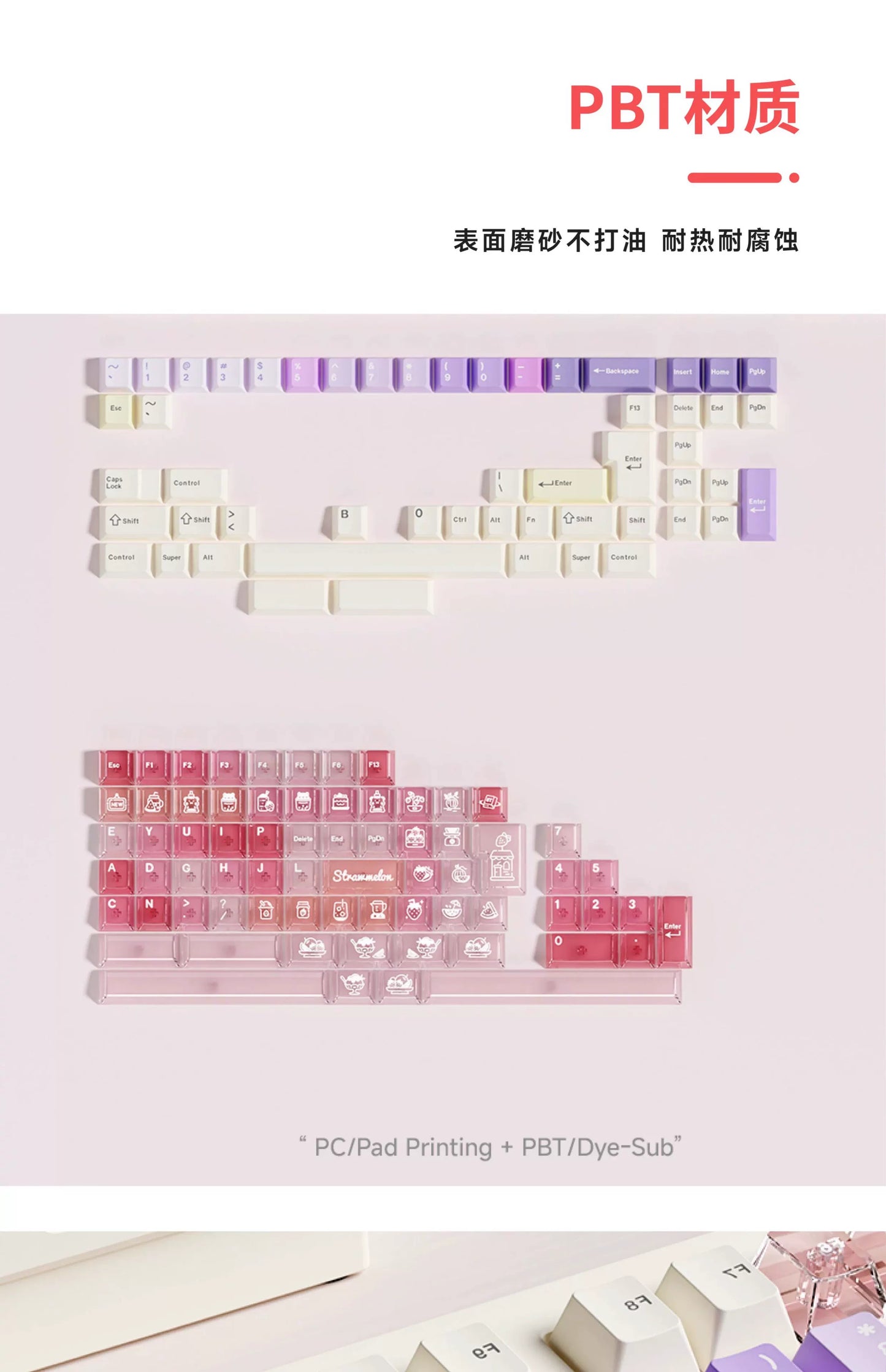 #0224 Cheese Berry Melon Pink Purple Cute Keycap Cherry Profile Designed By ET Studio（not including keyboard)）