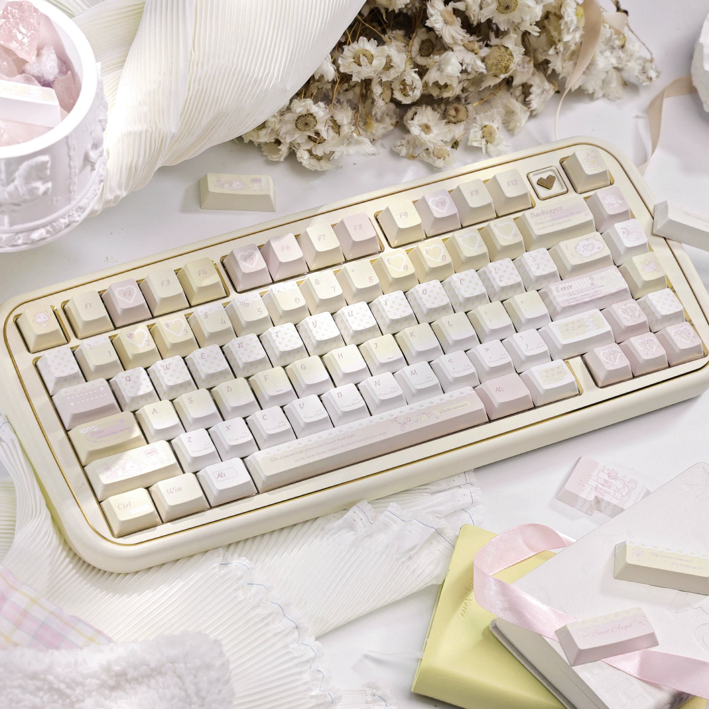 #0217 Summer Dream Fresh Cute Ballet Yellow Pink Keycap Designed By Bluebird(not including keyboard)