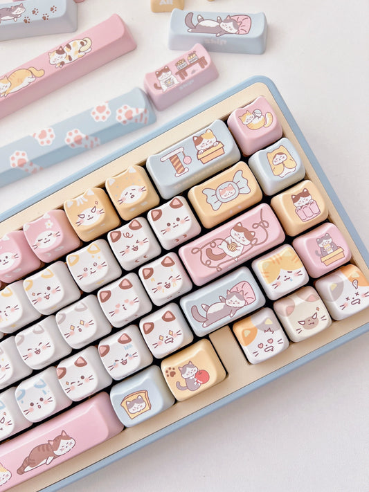 strawberryjam1986 Cat in the House PBT MAO Profile Keycaps Customized Cat Shape Keycaps