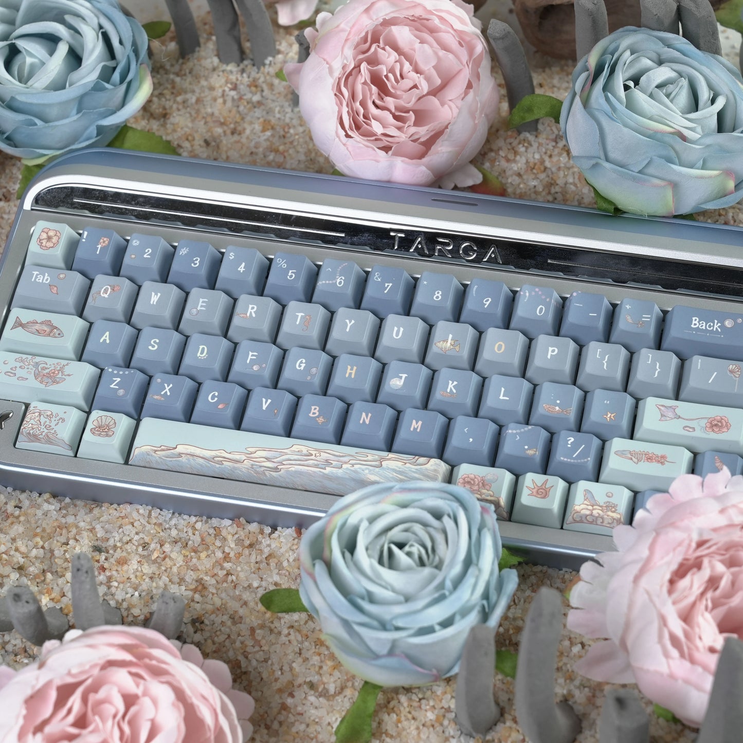 048 Foggy Pastel Blue Sea Creature Keycap Set Cherry Profile SO Profile 139 Keys Designed By Sleeping Sheep