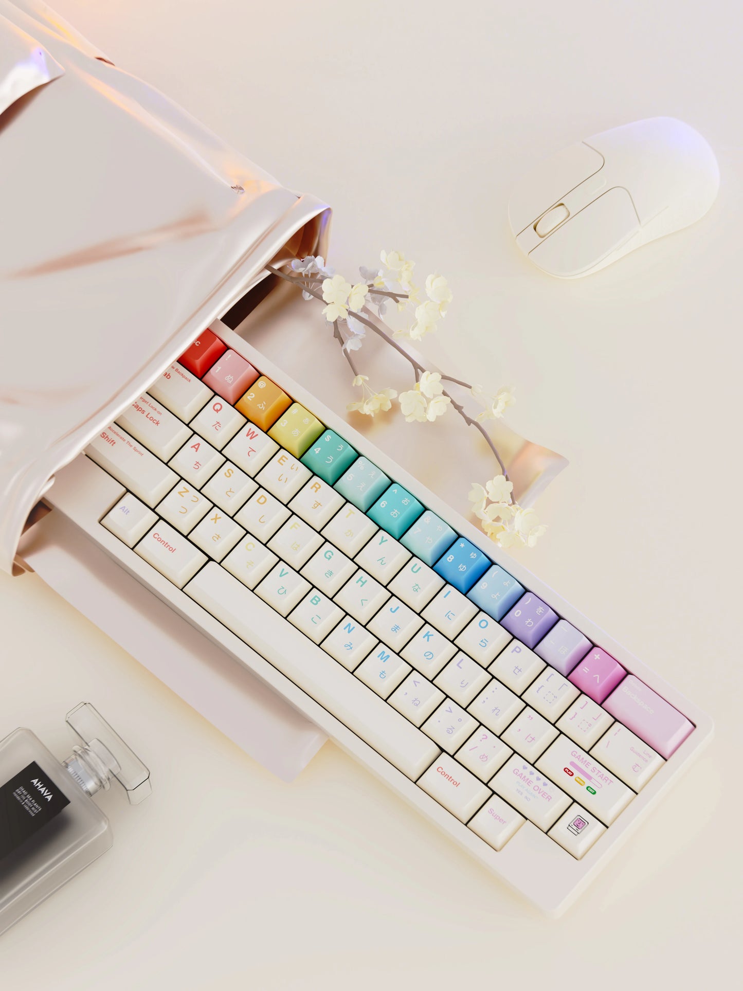 #0252 Loerent Fingertip Dancer - Macaron Color Scheme PBT Keycaps Cherry Profile (not Including Keyboard)