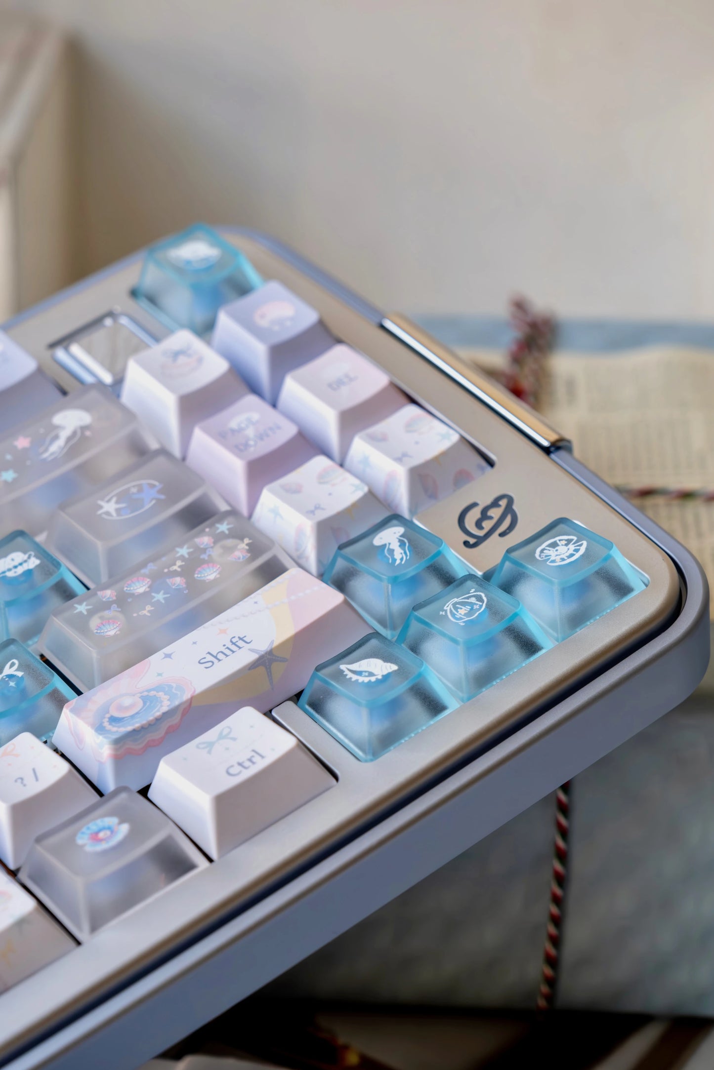 #0269 Pastel Seashell Jellyfish Pearls Keycaps With Foggy Pc Novelty Cherry Profile Designed By Miller